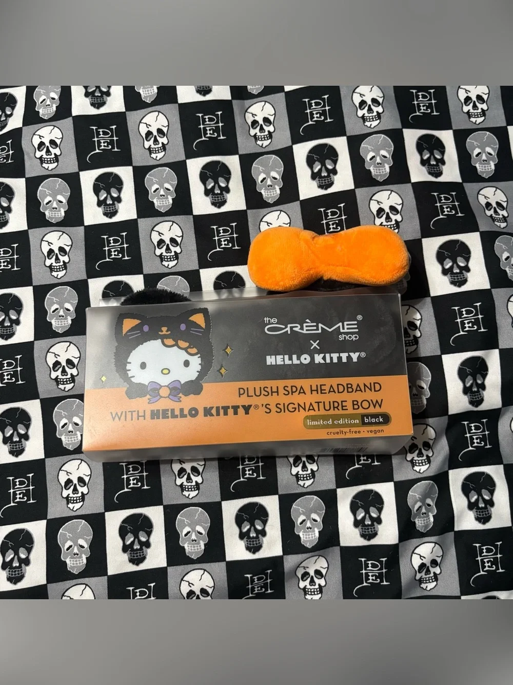 Crème Shop x Hello Kitty Halloween Black Cat Plush Spa Headband